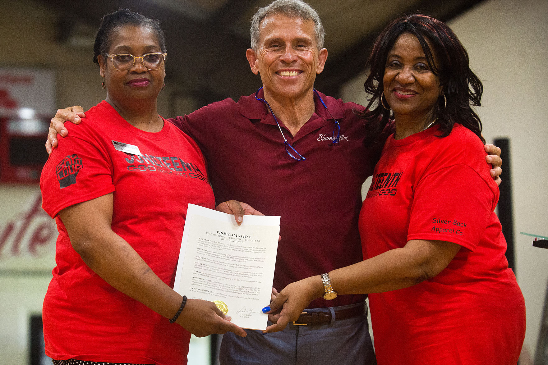Arlene Hosea, Bloomington Mayor Tari Renner, Willie Holton Halbert